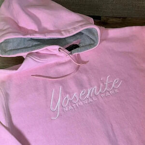 Yosemite National Park Prairie Mountain Brand LG Hoodie Pink Sweatshirt L/S
